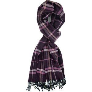 Men and Women Modern Purple Plaid Winter Scarf Cashmer Luxurious Soft Plum